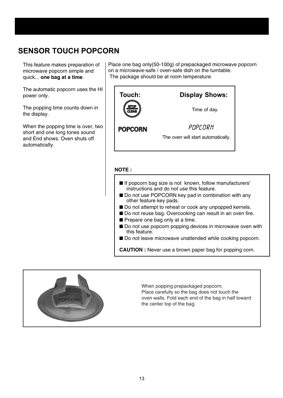 Sensor touch popcorn, Using your microwave oven, Pn r p | LG LRM2060ST User Manual | Page 13 / 25