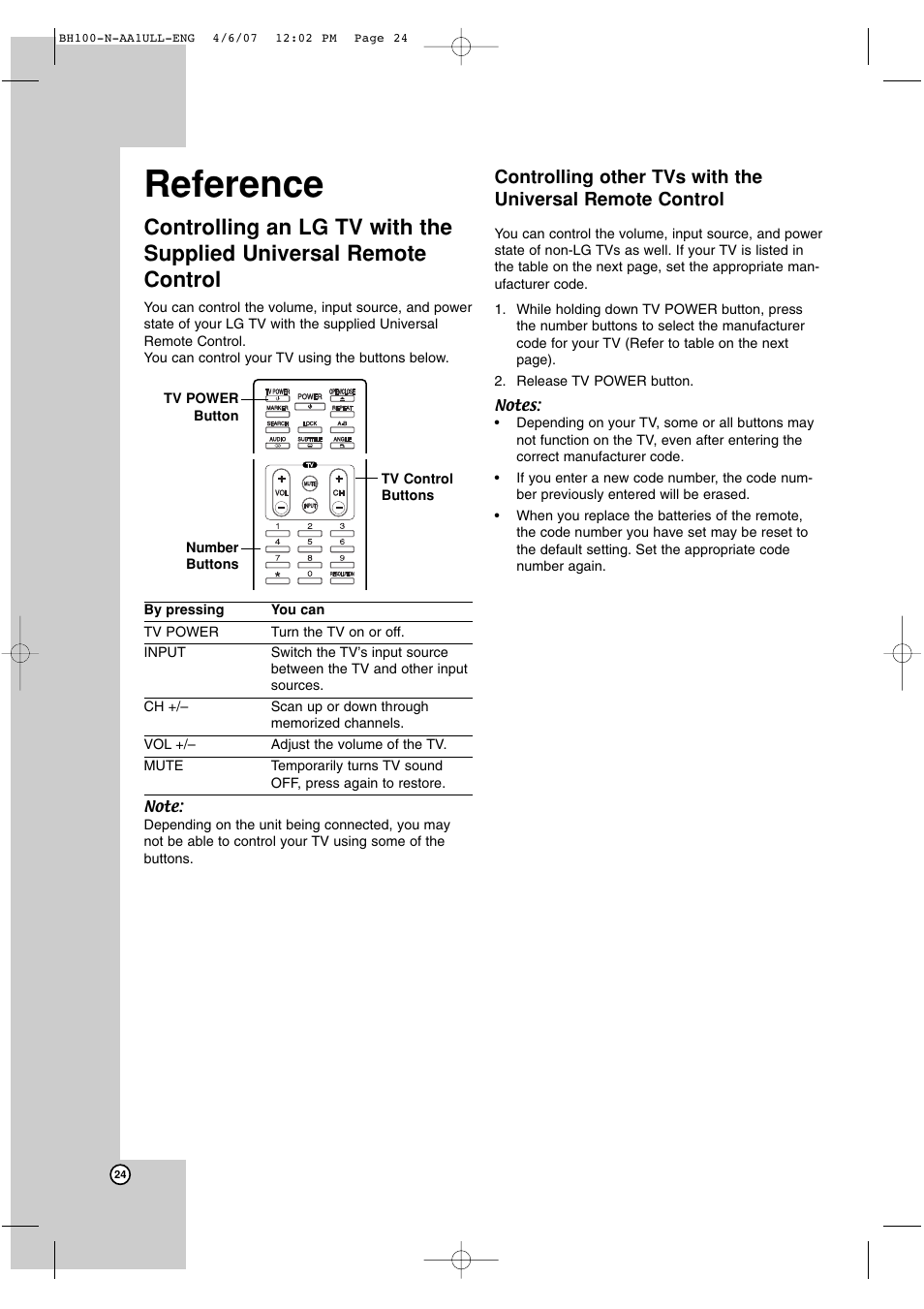 Reference | LG BH100 User Manual | Page 24 / 32