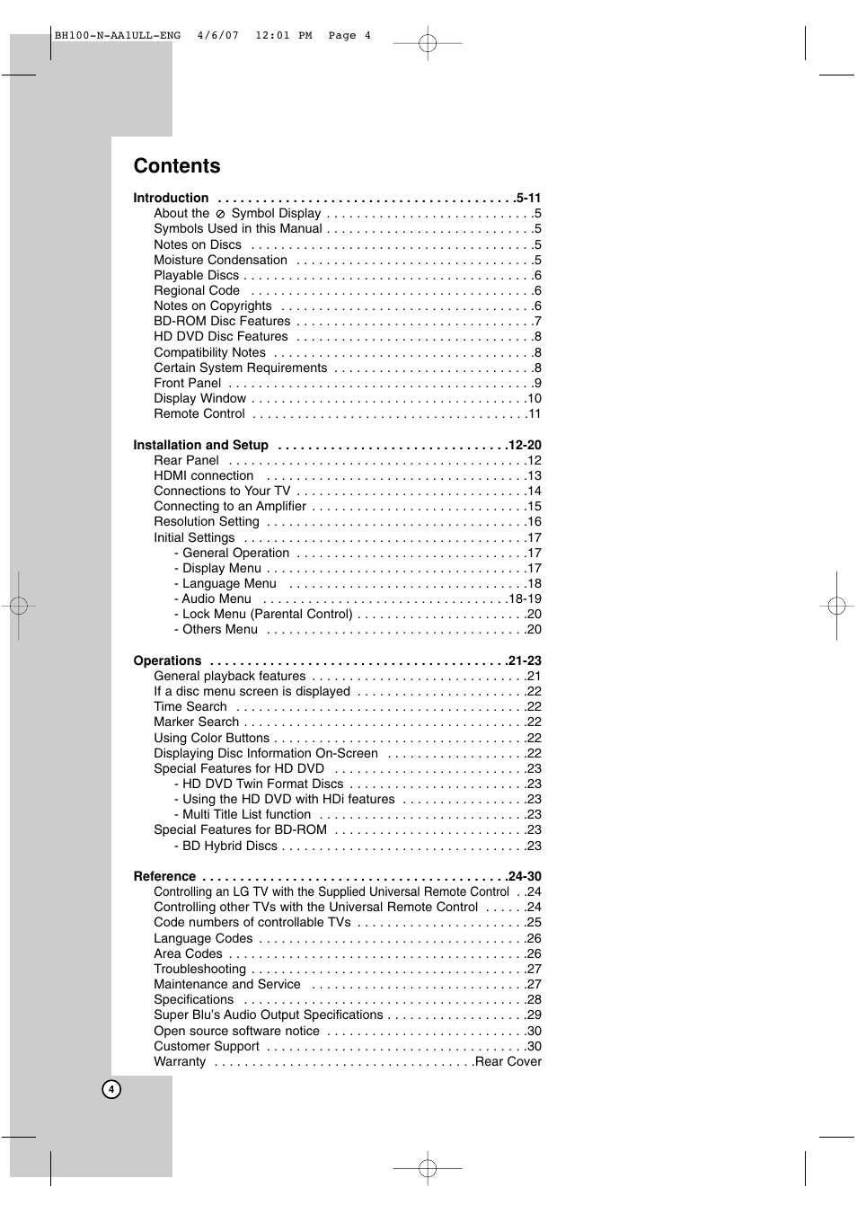 LG BH100 User Manual | Page 4 / 32