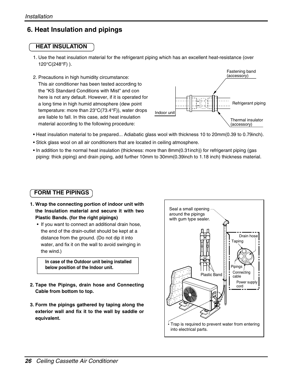 Heat insulation and pipings | LG LCN240CP User Manual | Page 26 / 61