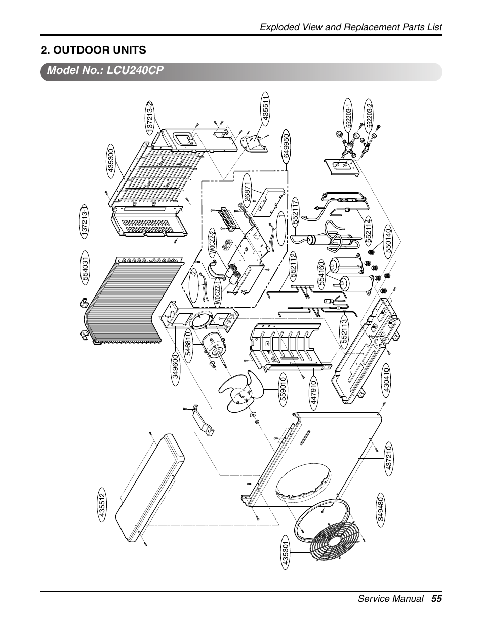 Model no.: lcu240cp 2. outdoor units | LG LCN240CP User Manual | Page 55 / 61