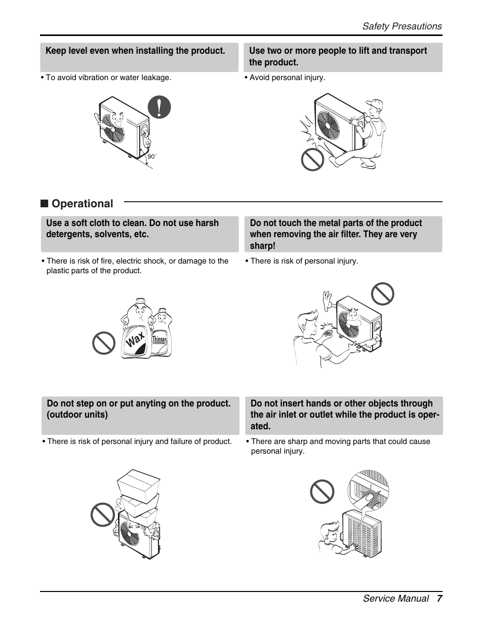 Wa x thinner ■ operational | LG LCN240CP User Manual | Page 7 / 61