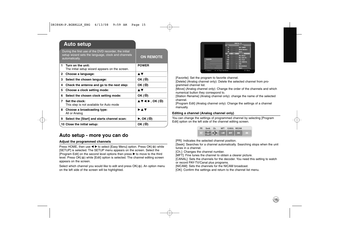 Auto setup, Auto setup - more you can do | LG DRT389H User Manual | Page 15 / 40