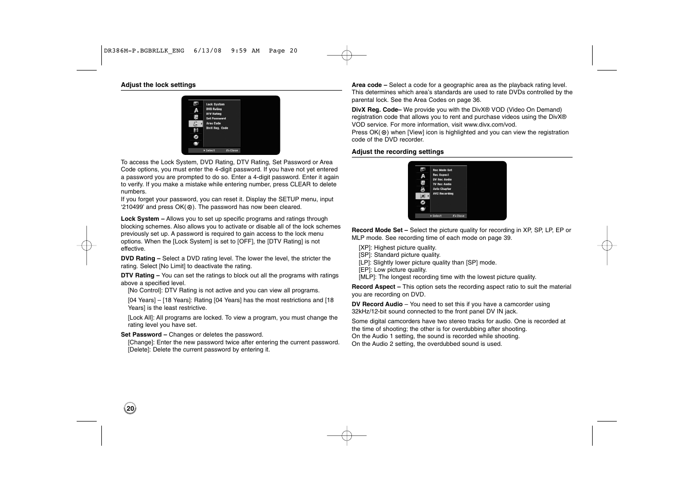 LG DRT389H User Manual | Page 20 / 40