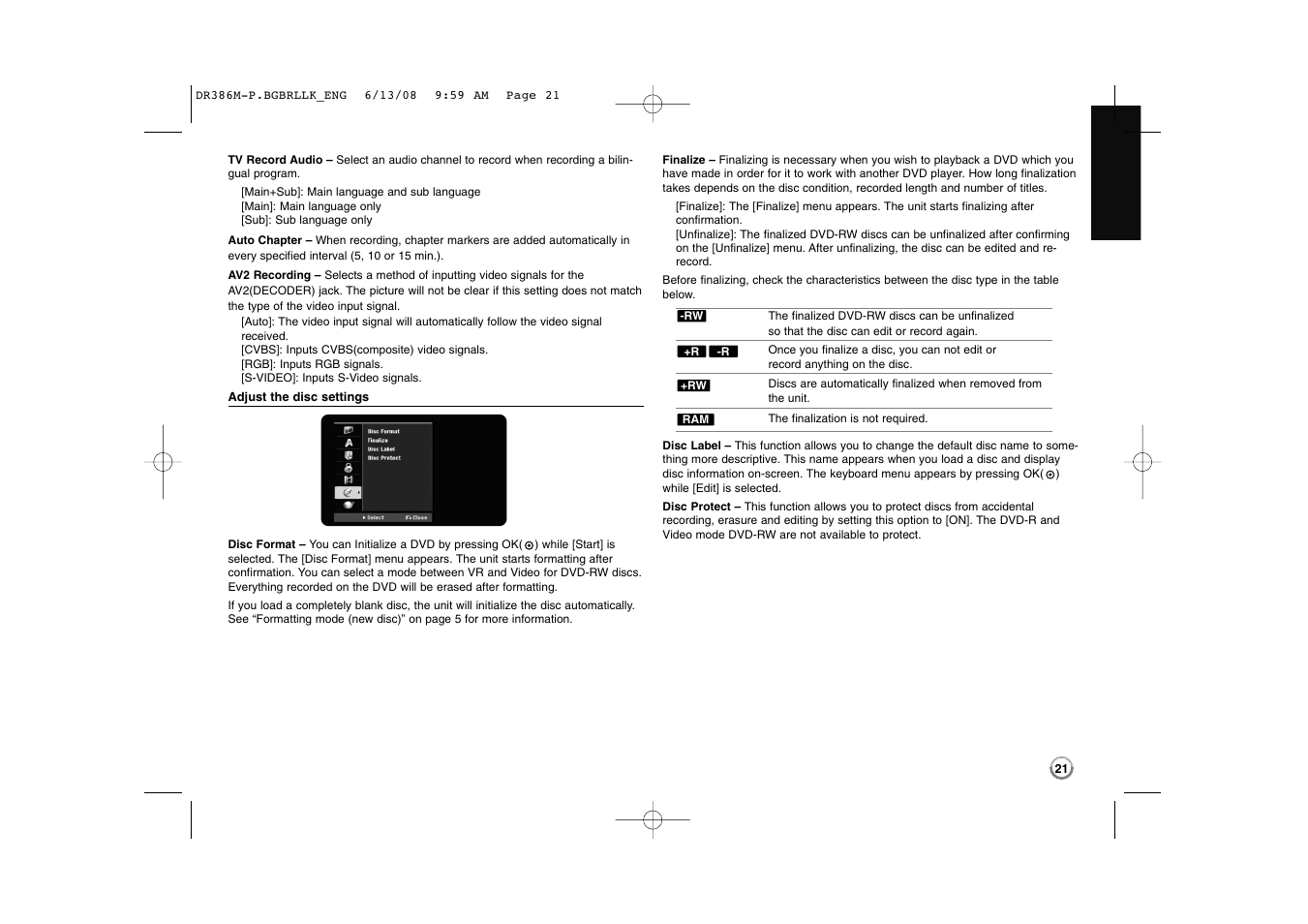 LG DRT389H User Manual | Page 21 / 40