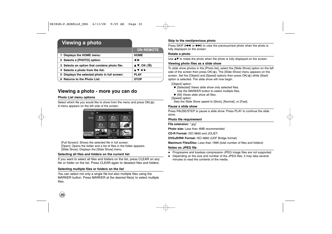 Viewing a photo, Viewing a photo - more you can do | LG DRT389H User Manual | Page 30 / 40