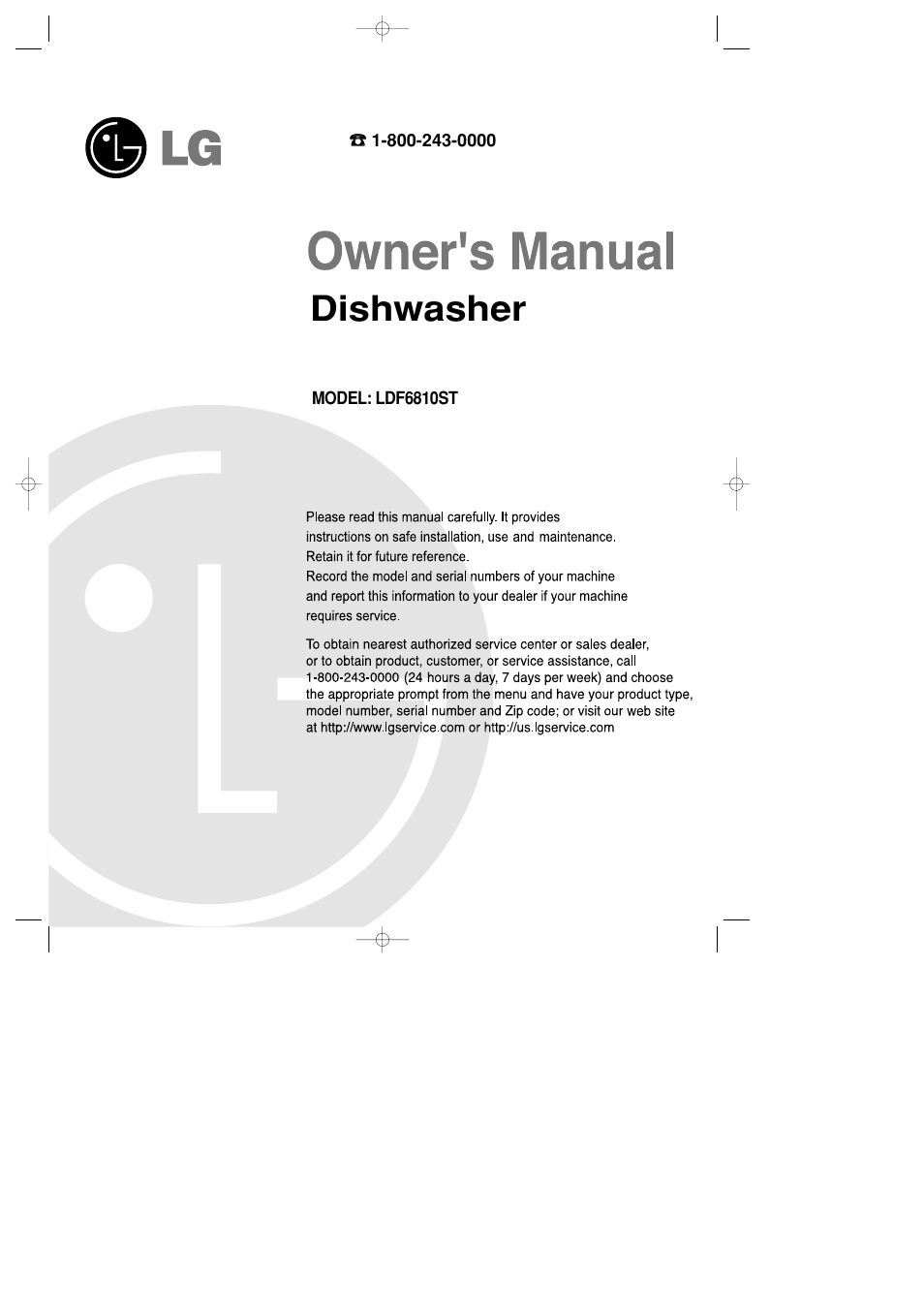 LG LDF6810ST User Manual | 20 pages