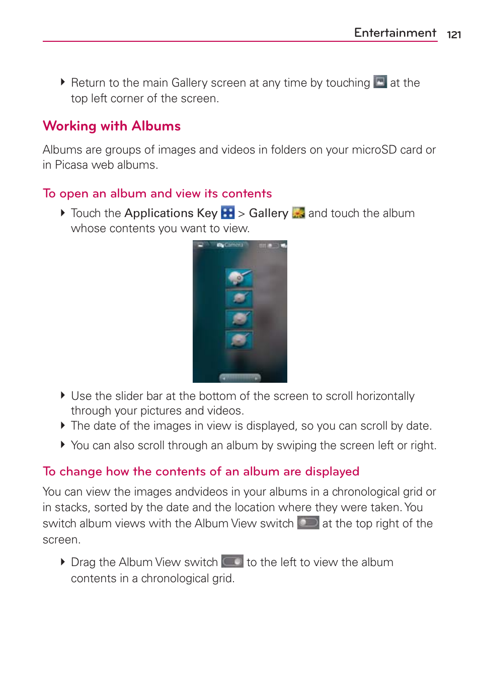 Working with albums | LG CONNECT 4G MFL67218101 User Manual | Page 123 / 415