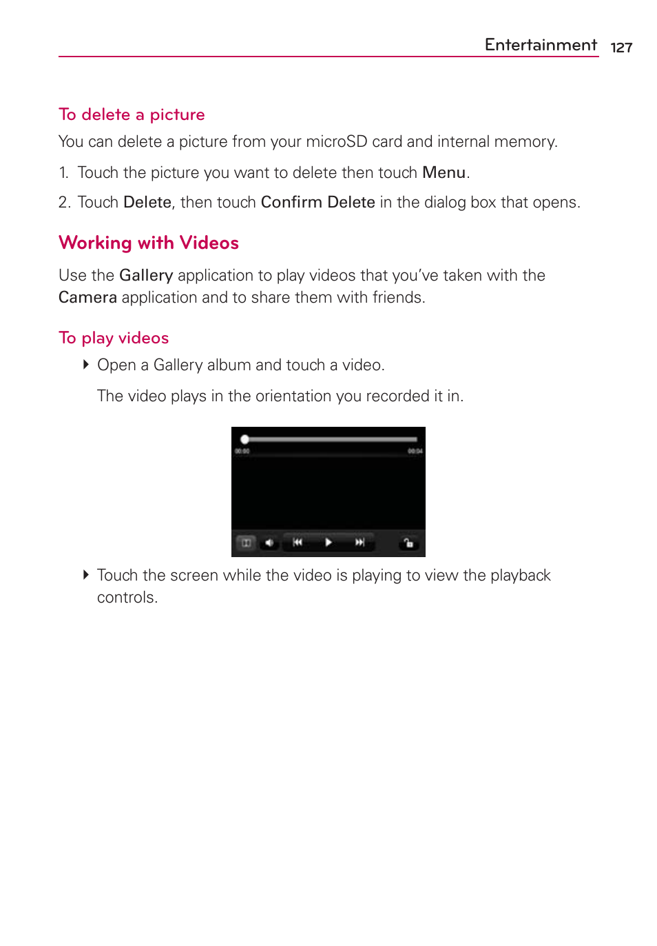 Working with videos | LG CONNECT 4G MFL67218101 User Manual | Page 129 / 415