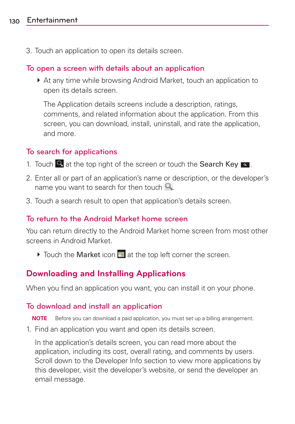 Downloading and installing applications | LG CONNECT 4G MFL67218101 User Manual | Page 132 / 415