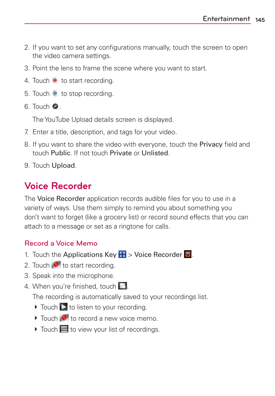 Voice recorder | LG CONNECT 4G MFL67218101 User Manual | Page 147 / 415