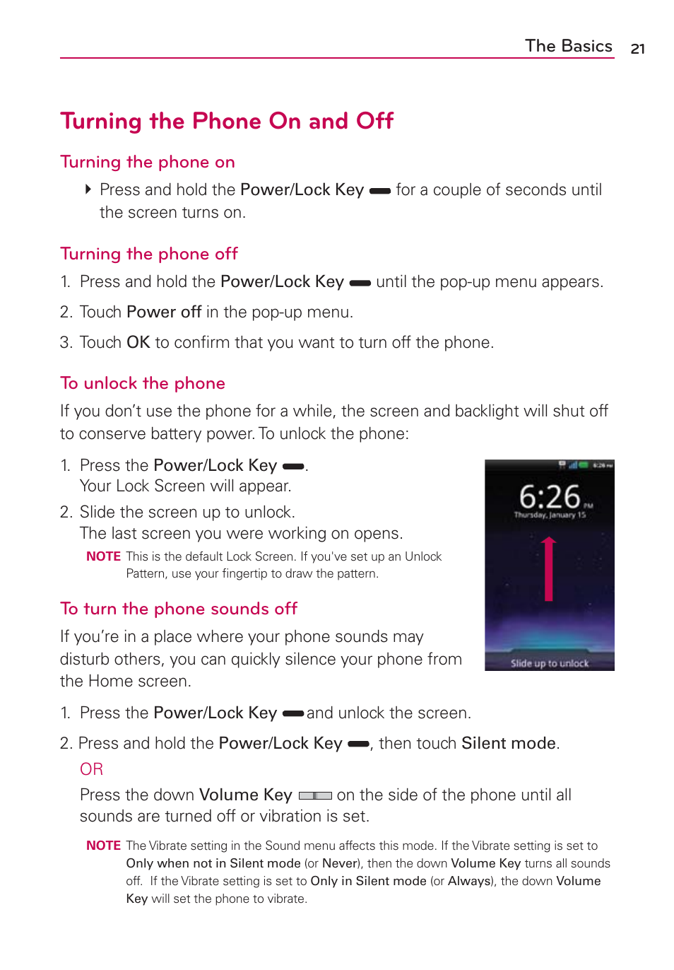 Turning the phone on and off | LG CONNECT 4G MFL67218101 User Manual | Page 23 / 415