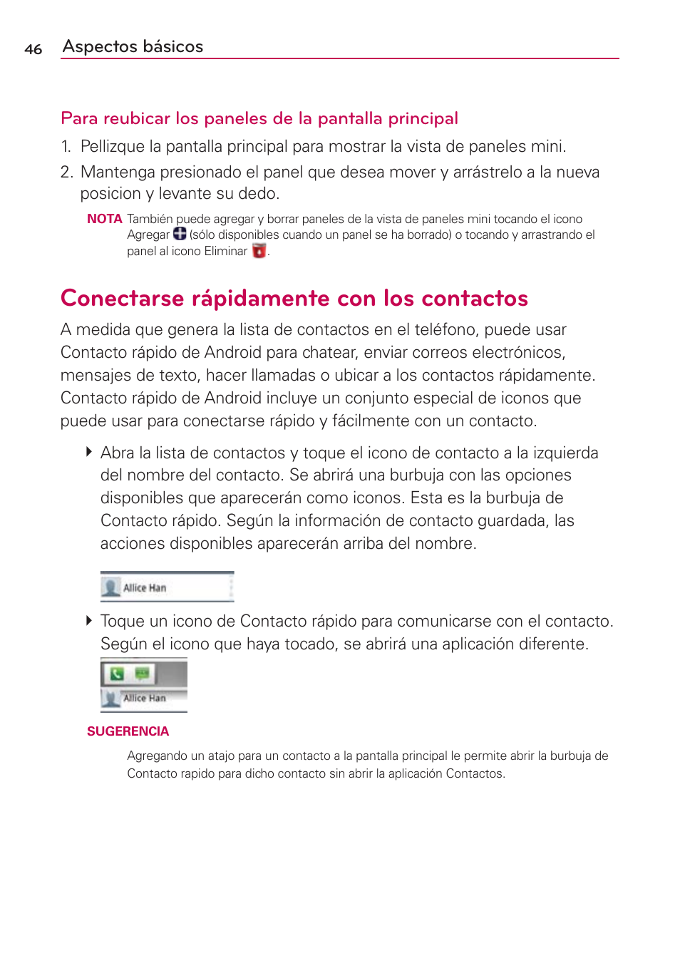 Conectarse rápidamente con los contactos | LG CONNECT 4G MFL67218101 User Manual | Page 252 / 415