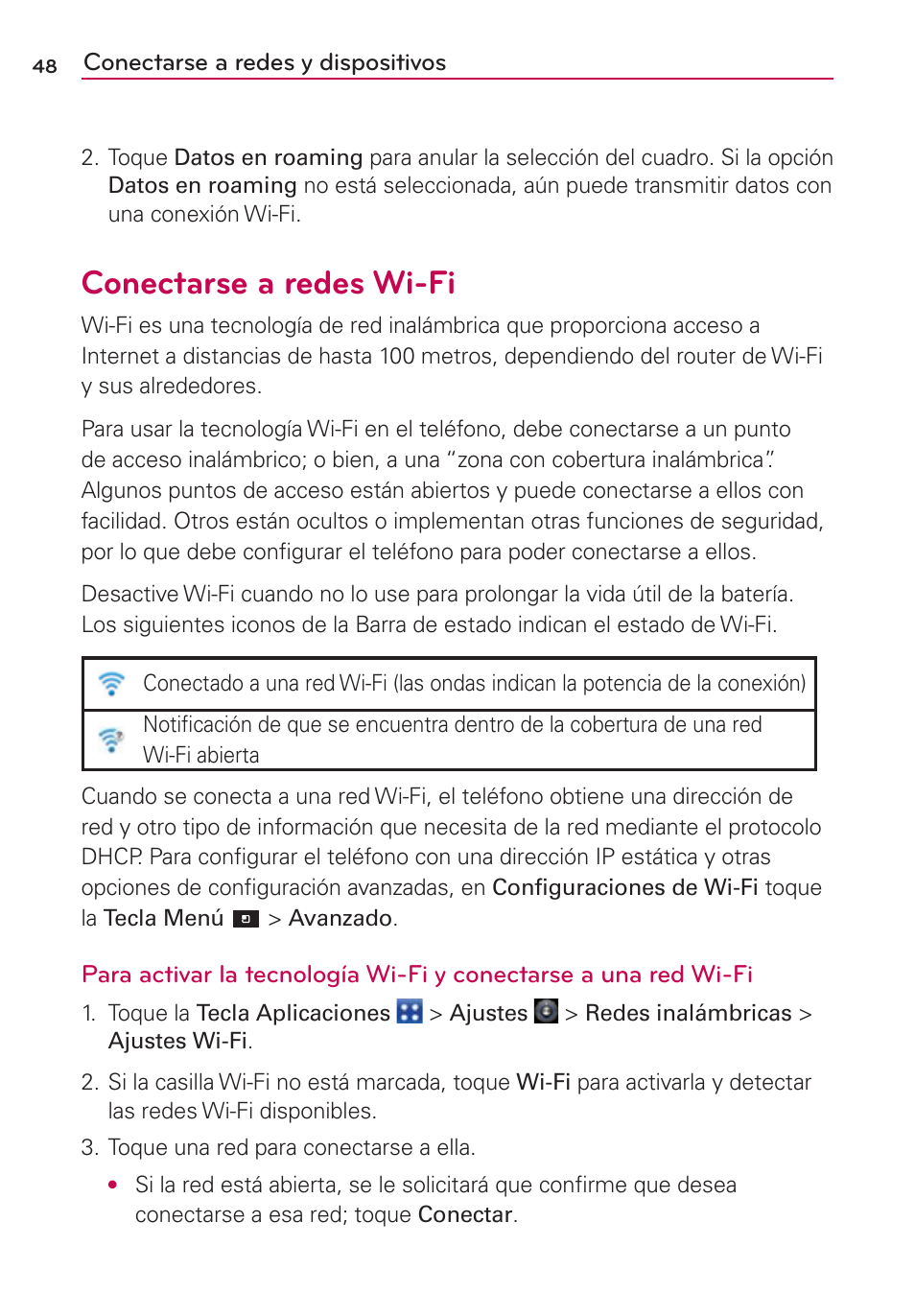 Conectarse a redes wi-fi | LG CONNECT 4G MFL67218101 User Manual | Page 254 / 415