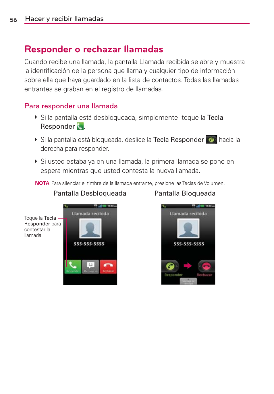 Responder o rechazar llamadas | LG CONNECT 4G MFL67218101 User Manual | Page 262 / 415