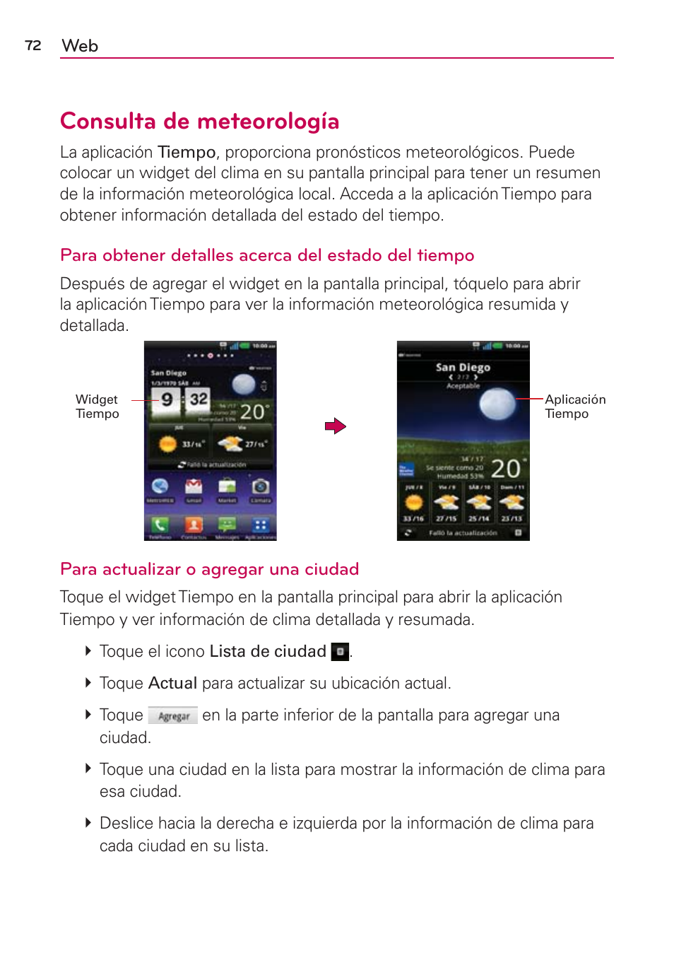 Consulta de meteorología | LG CONNECT 4G MFL67218101 User Manual | Page 278 / 415