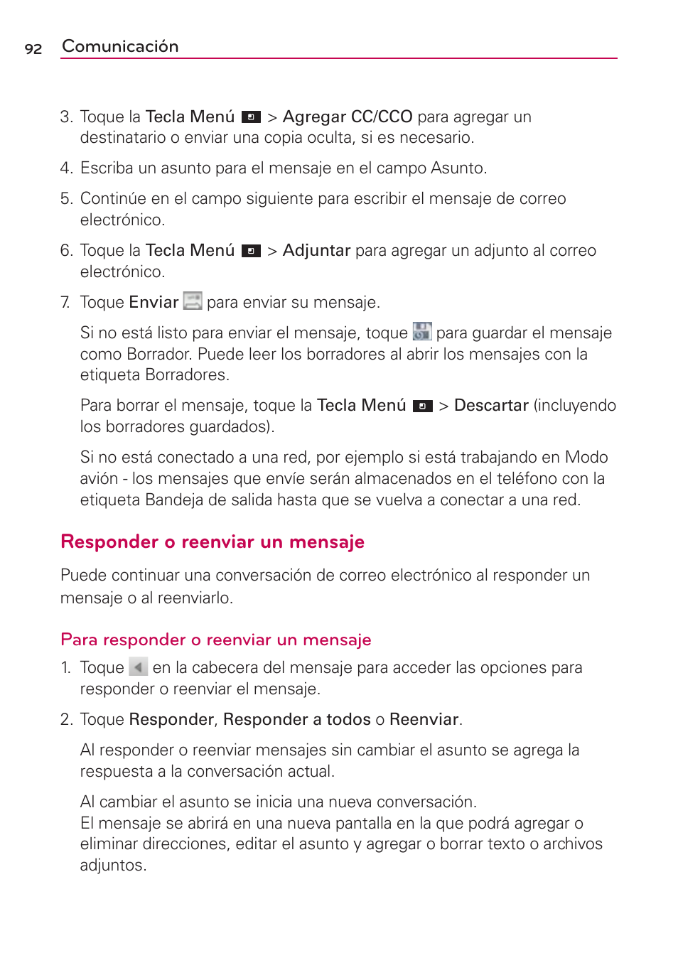 Responder o reenviar un mensaje | LG CONNECT 4G MFL67218101 User Manual | Page 298 / 415