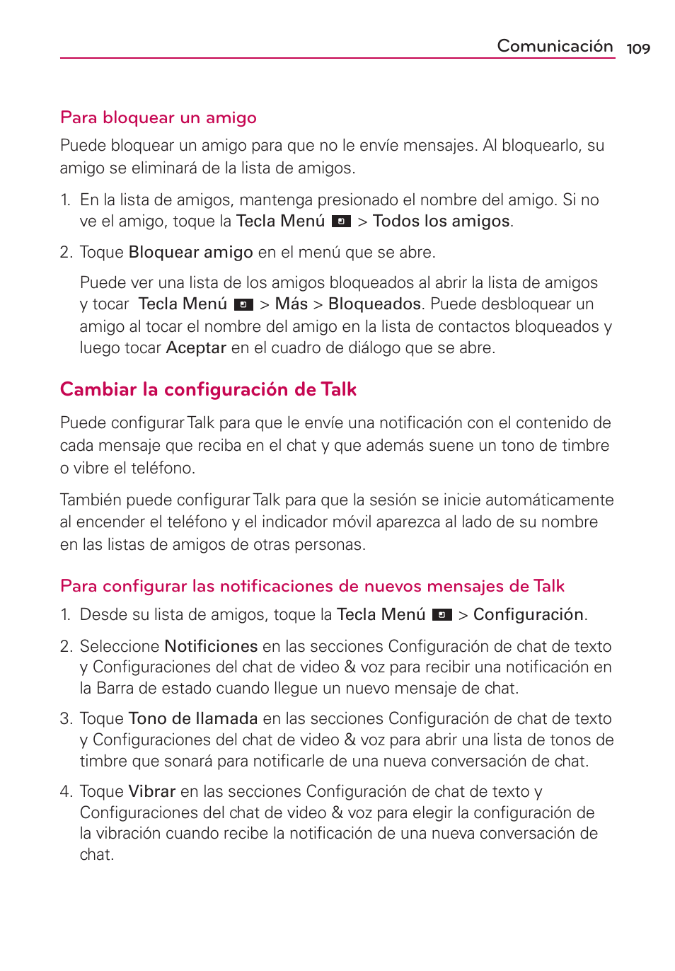 Cambiar la conﬁguración de talk | LG CONNECT 4G MFL67218101 User Manual | Page 315 / 415
