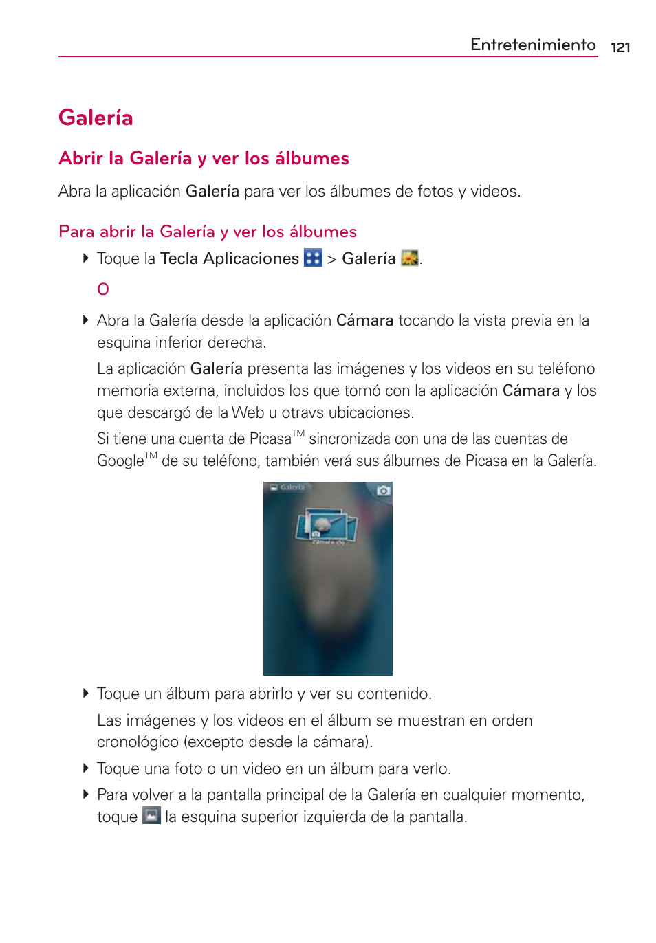 Galería, Abrir la galería y ver los álbumes | LG CONNECT 4G MFL67218101 User Manual | Page 327 / 415