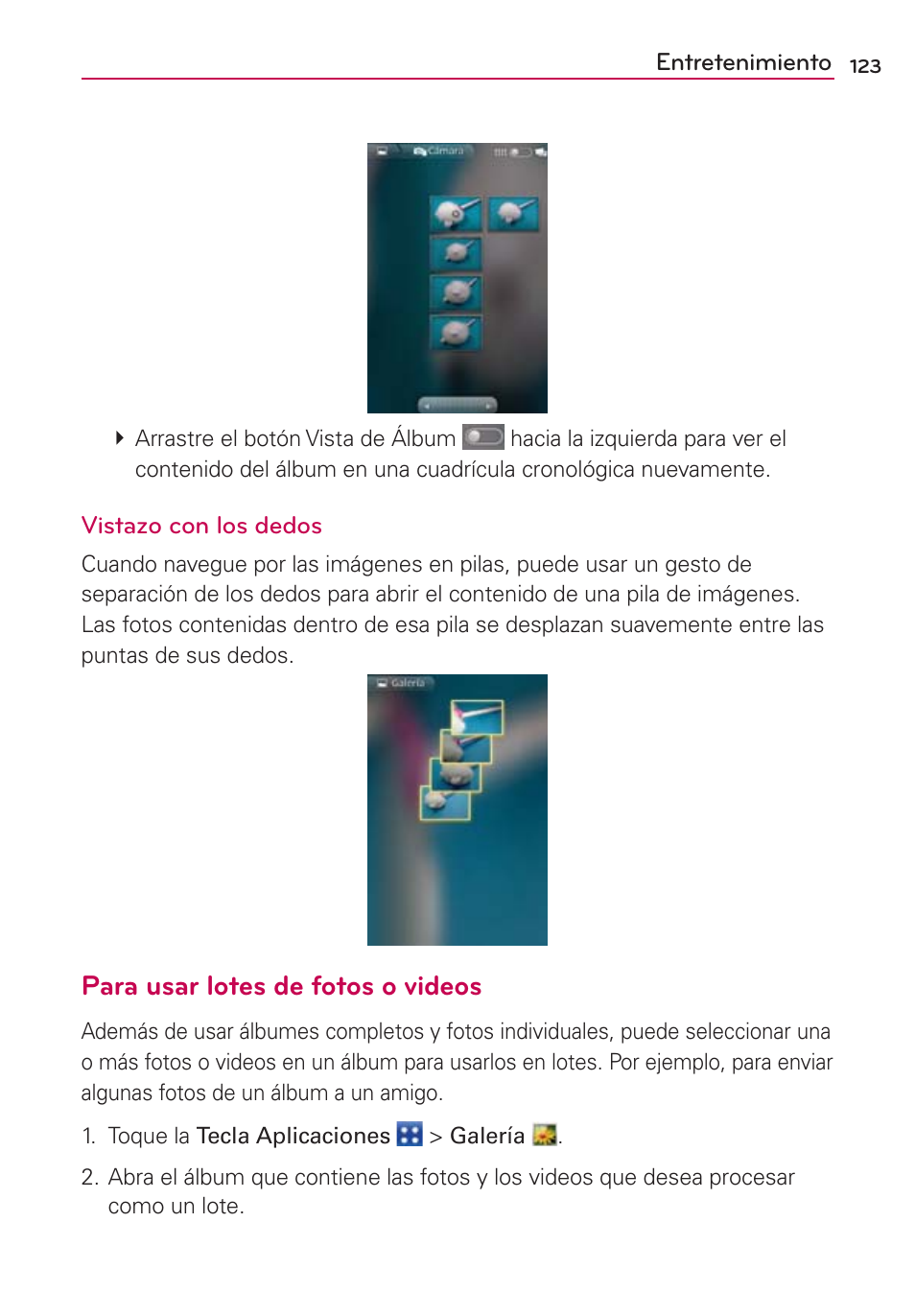 Para usar lotes de fotos o videos | LG CONNECT 4G MFL67218101 User Manual | Page 329 / 415