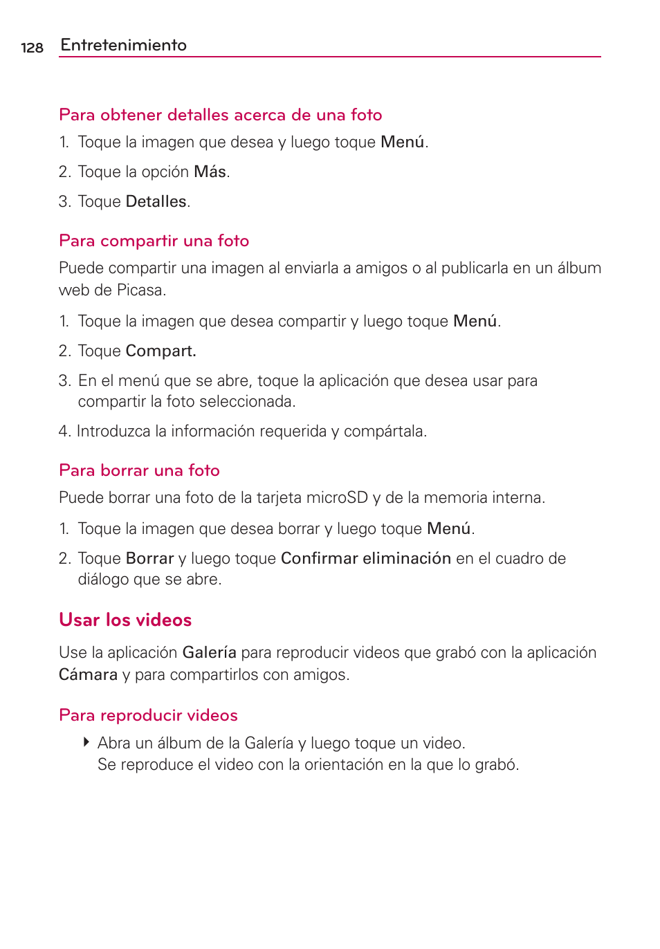 Usar los videos | LG CONNECT 4G MFL67218101 User Manual | Page 334 / 415