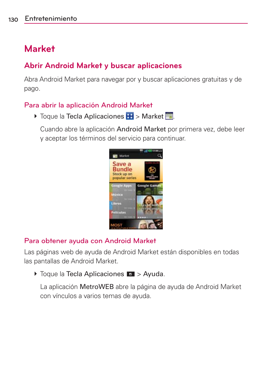 Market, Abrir android market y buscar aplicaciones | LG CONNECT 4G MFL67218101 User Manual | Page 336 / 415