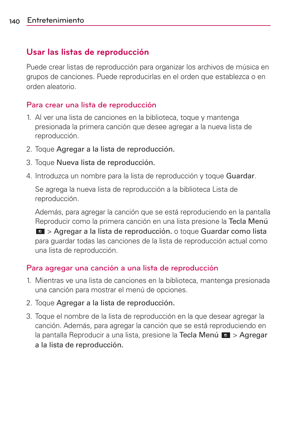 Usar las listas de reproducción | LG CONNECT 4G MFL67218101 User Manual | Page 346 / 415