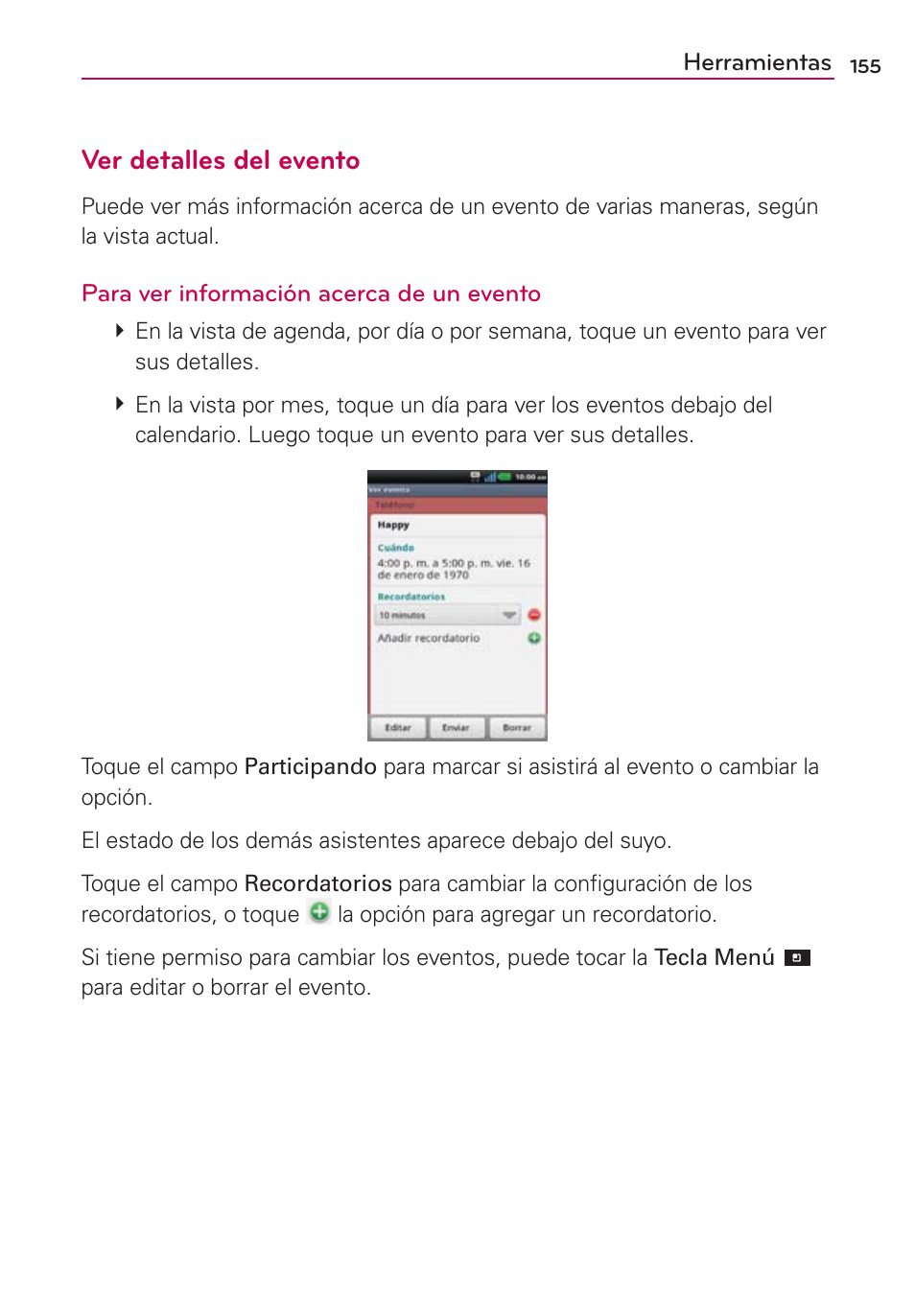 Ver detalles del evento | LG CONNECT 4G MFL67218101 User Manual | Page 361 / 415