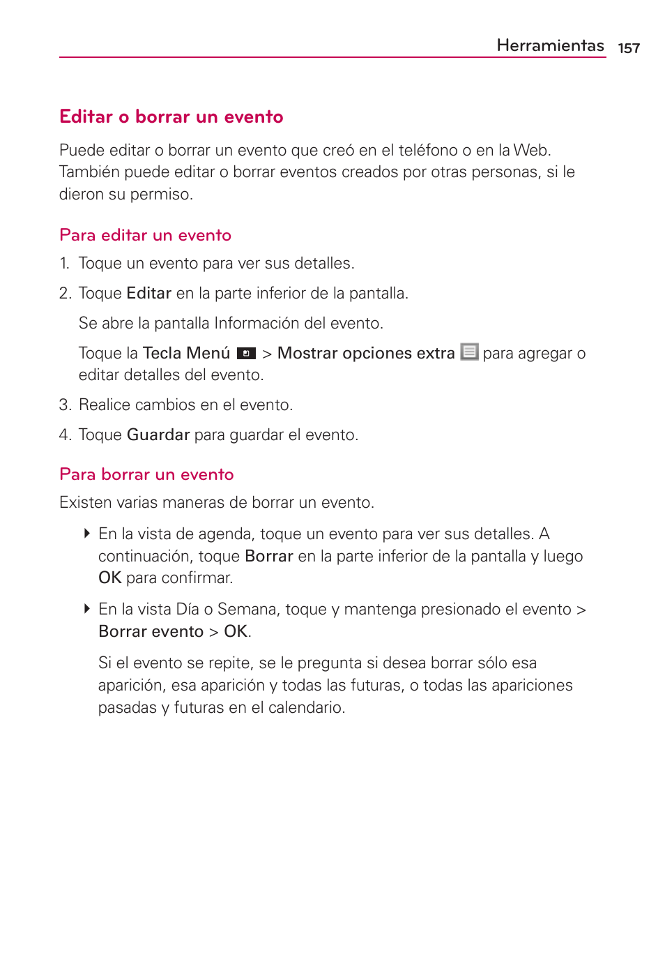 Editar o borrar un evento | LG CONNECT 4G MFL67218101 User Manual | Page 363 / 415