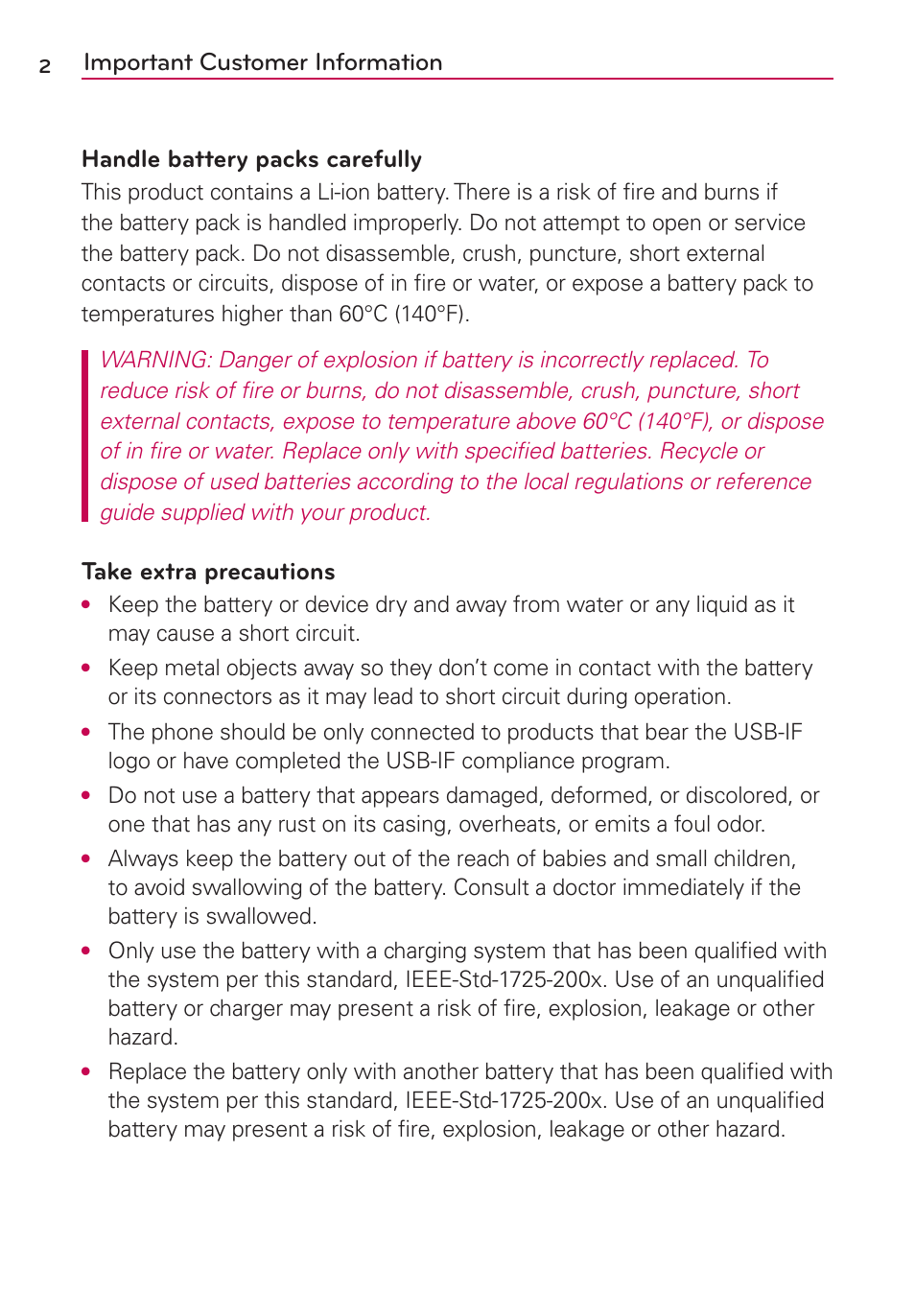 Take extra precautions | LG CONNECT 4G MFL67218101 User Manual | Page 4 / 415