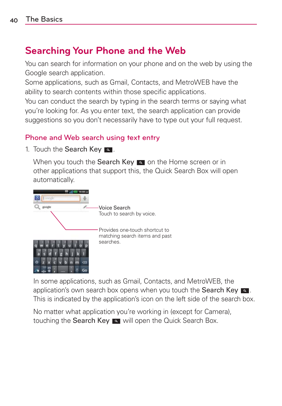 Searching your phone and the web | LG CONNECT 4G MFL67218101 User Manual | Page 42 / 415
