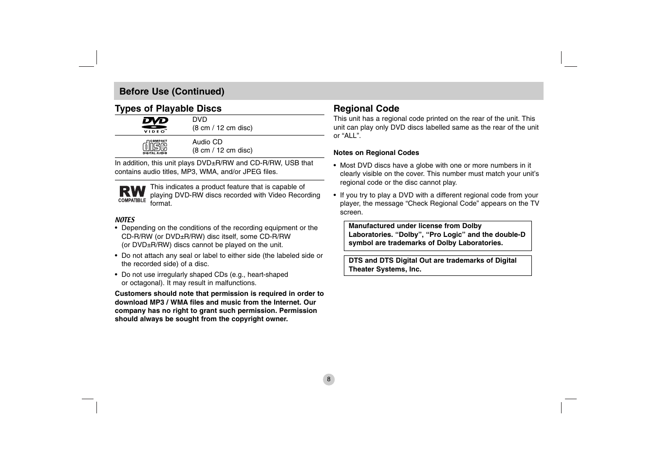 LG DP781 User Manual | Page 8 / 44