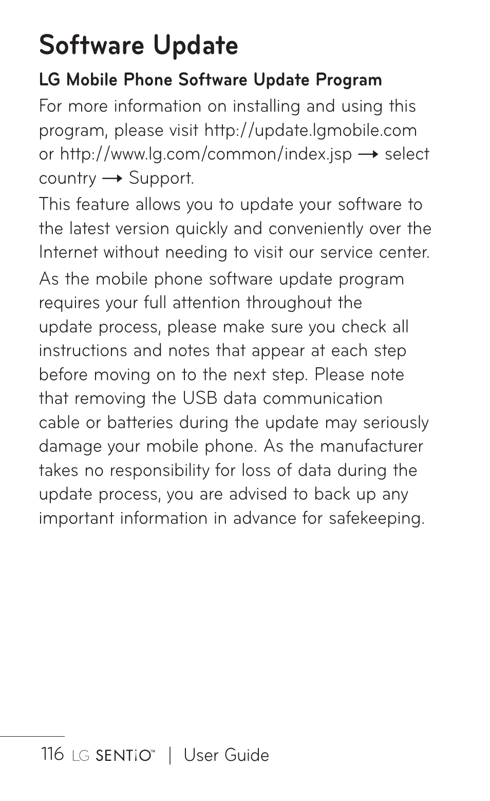 Software update | LG B016222 User Manual | Page 118 / 122