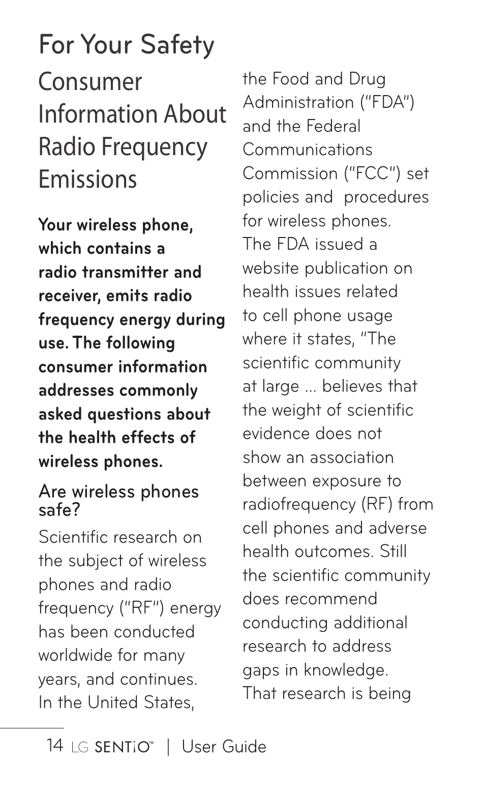 For your safety | LG B016222 User Manual | Page 16 / 122