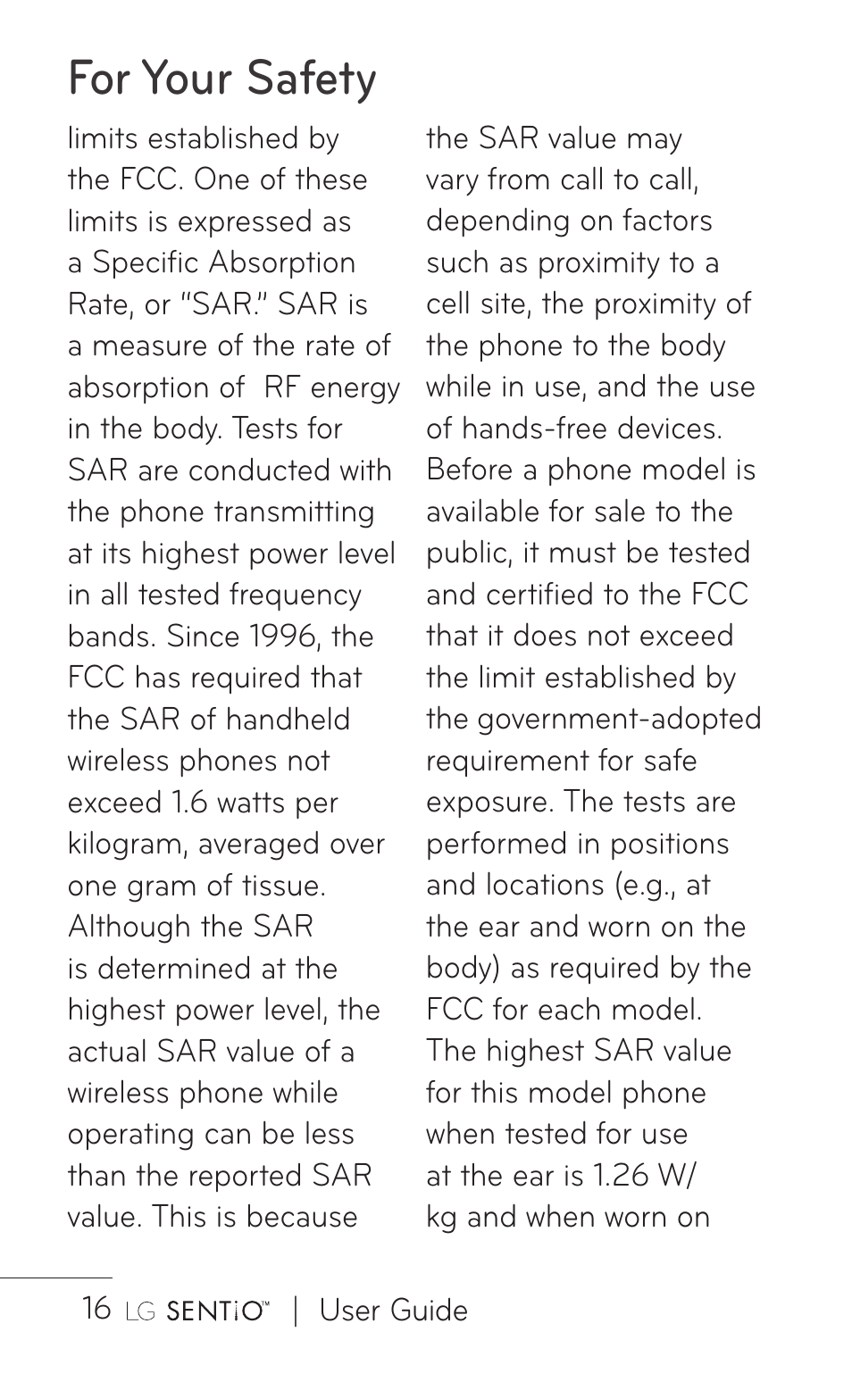 For your safety | LG B016222 User Manual | Page 18 / 122