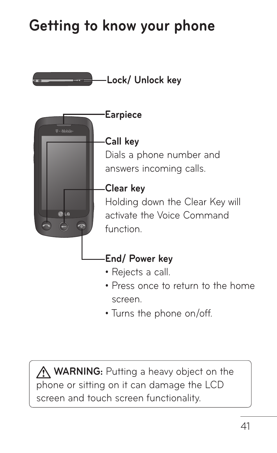 Getting to know your phone | LG B016222 User Manual | Page 43 / 122