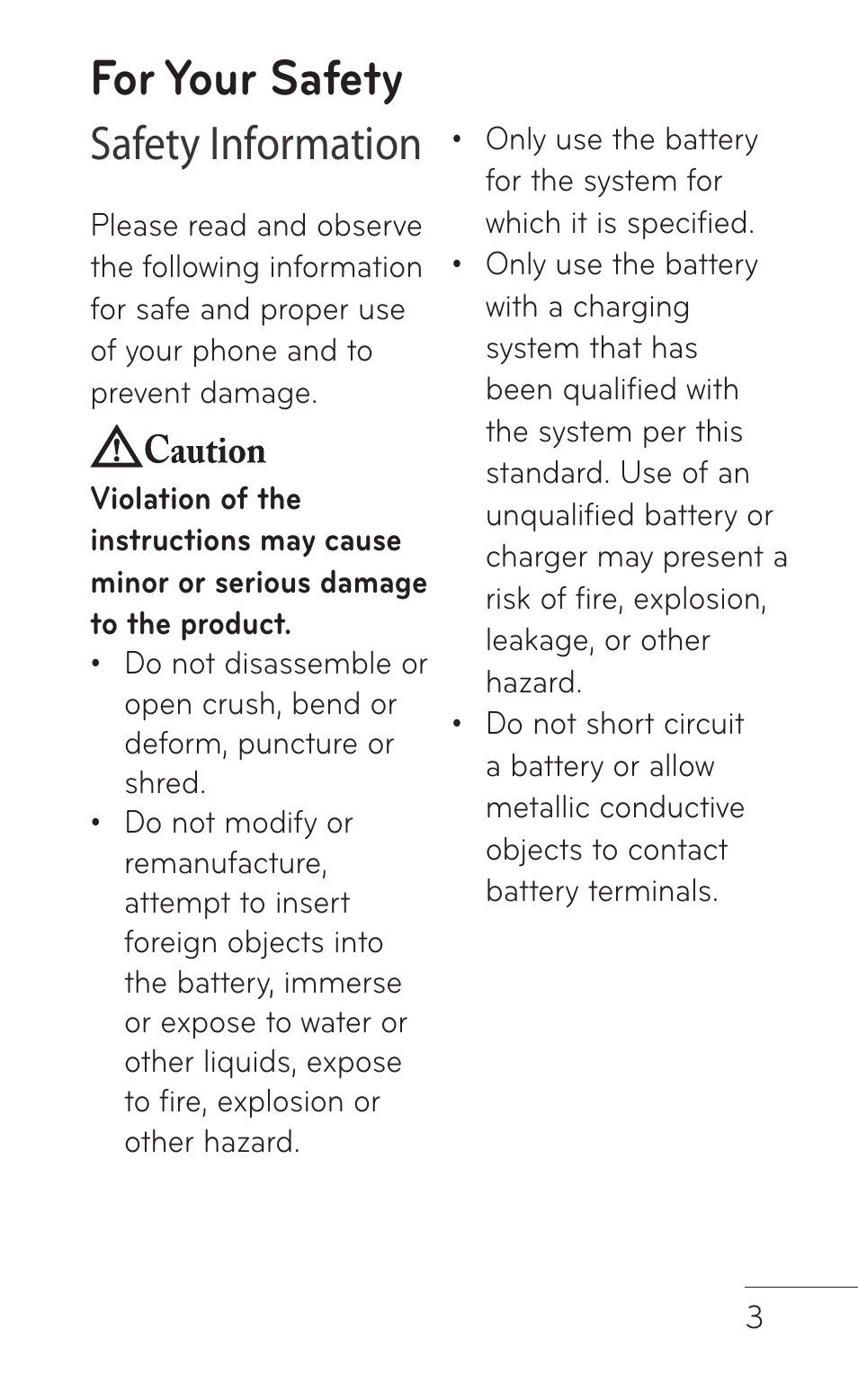 For your safety, Safety information | LG B016222 User Manual | Page 5 / 122