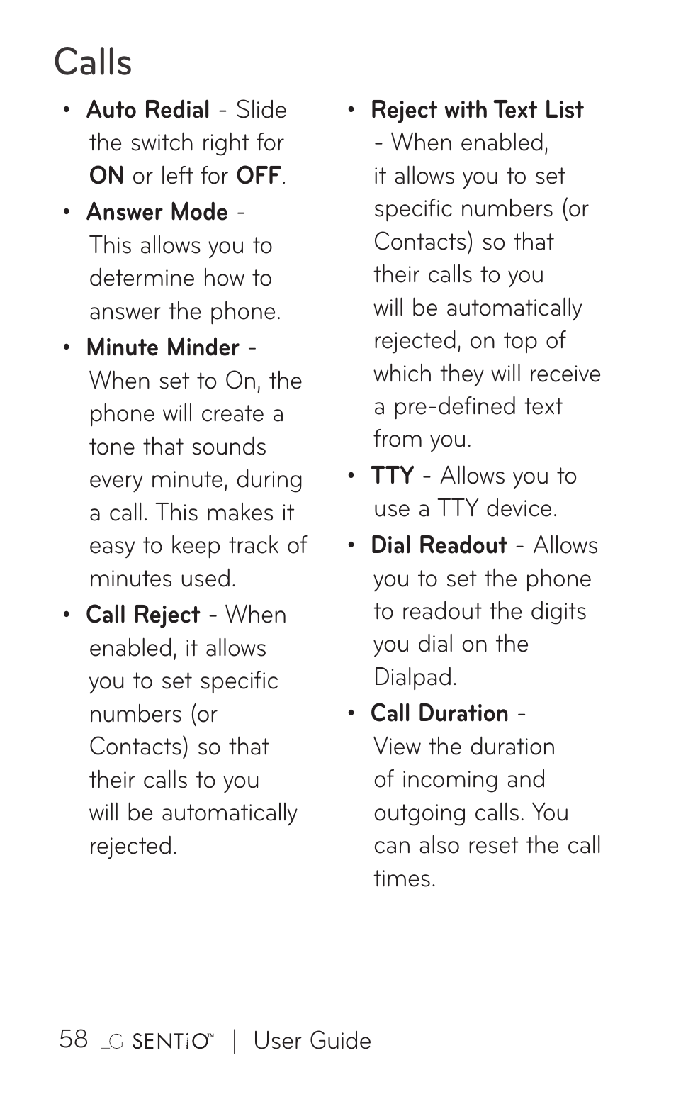 Calls | LG B016222 User Manual | Page 60 / 122