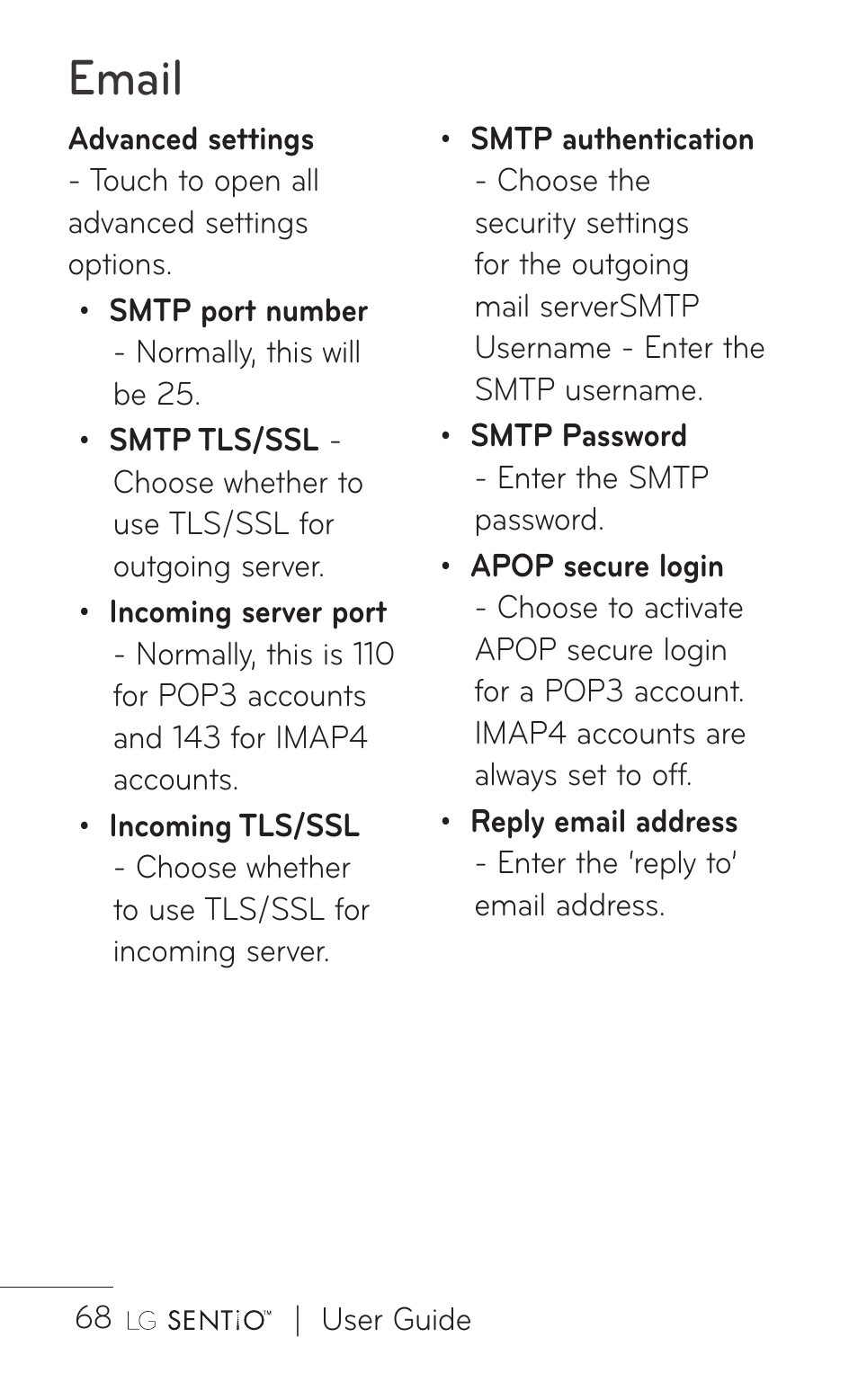 Email | LG B016222 User Manual | Page 70 / 122