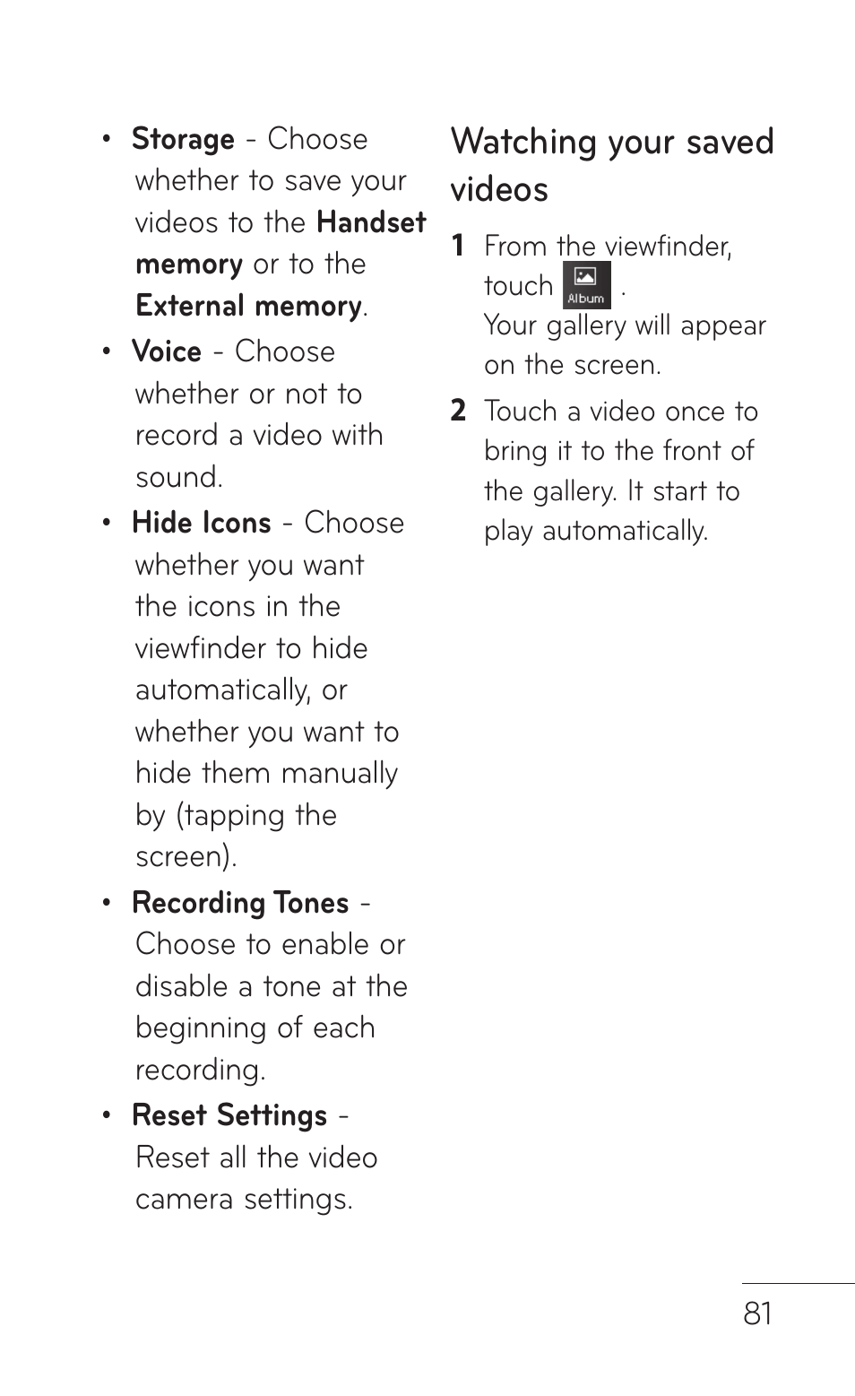 Watching your saved videos | LG B016222 User Manual | Page 83 / 122