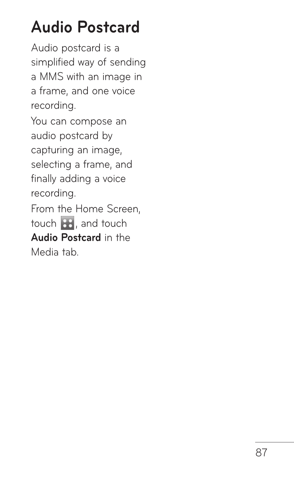 Audio postcard | LG B016222 User Manual | Page 89 / 122
