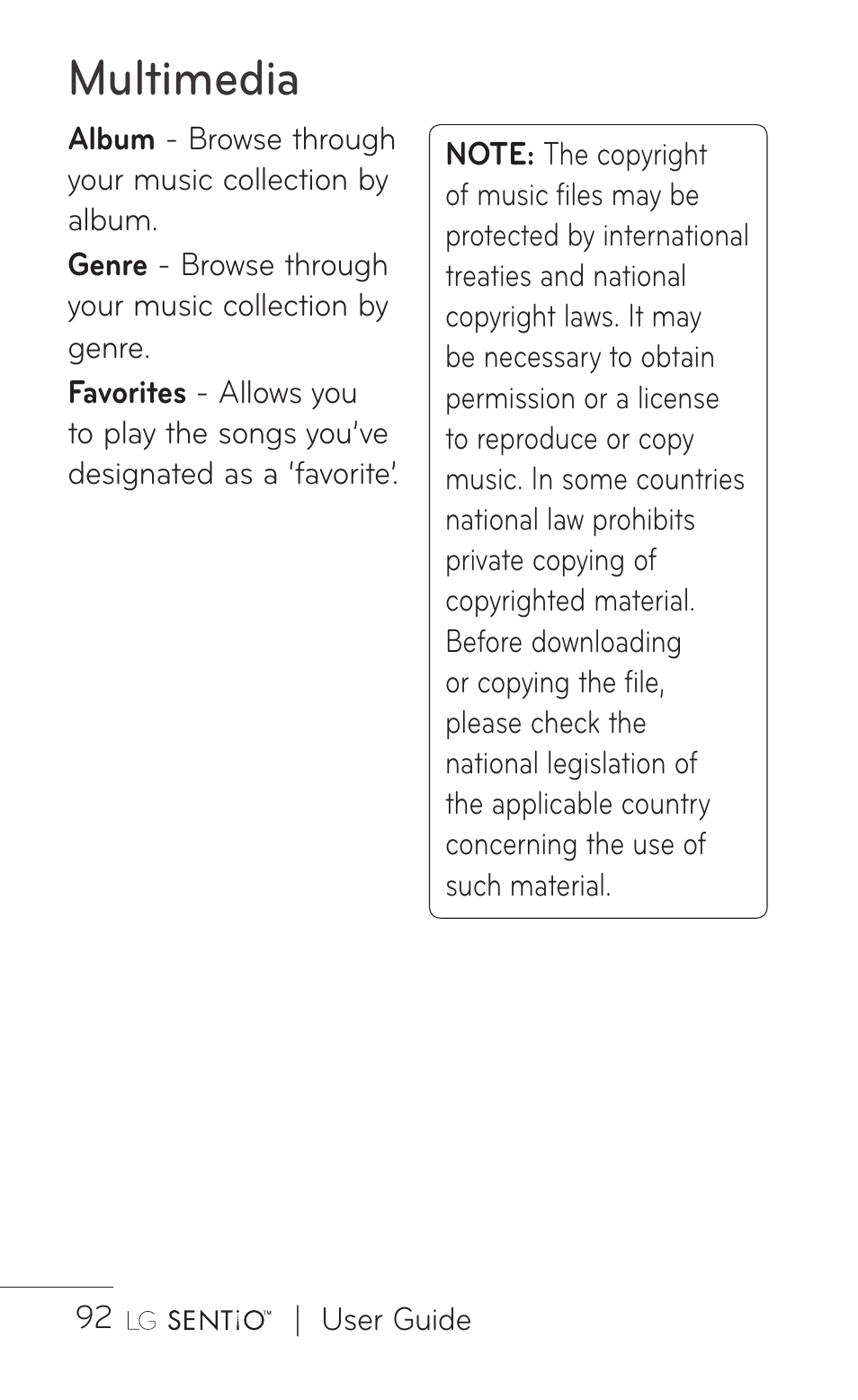 Multimedia | LG B016222 User Manual | Page 94 / 122