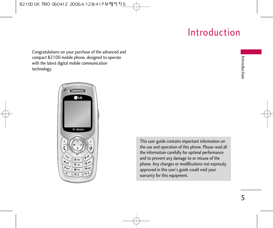 Introduction | LG B2100 User Manual | Page 6 / 79