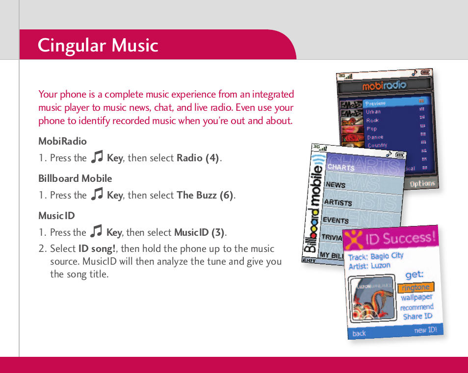 Cingular music | LG CU500 User Manual | Page 3 / 10