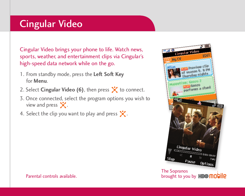 Cingular video | LG CU500 User Manual | Page 6 / 10