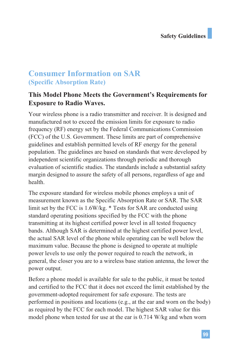 Consumer information on sar | LG 4015 User Manual | Page 100 / 114