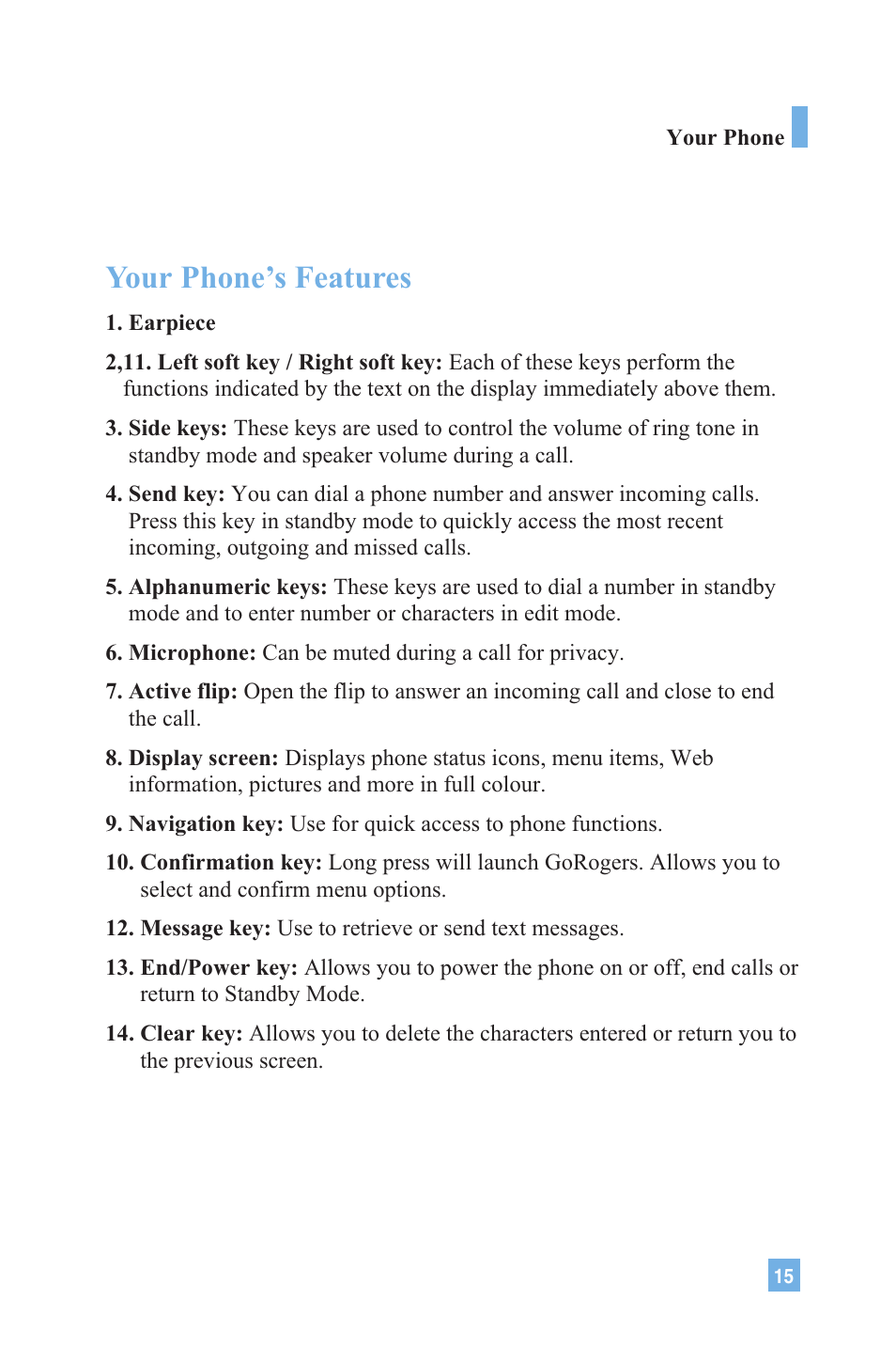 Your phone’s features | LG 4015 User Manual | Page 16 / 114