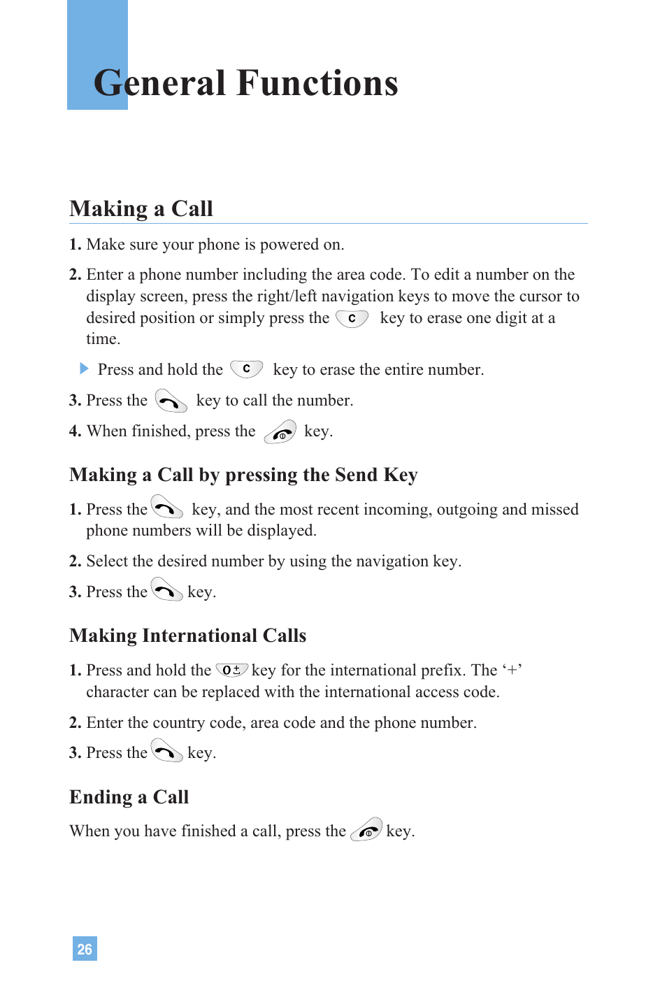 General functions, Making a call | LG 4015 User Manual | Page 27 / 114