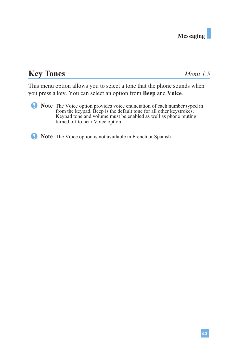 Key tones | LG 4015 User Manual | Page 44 / 114