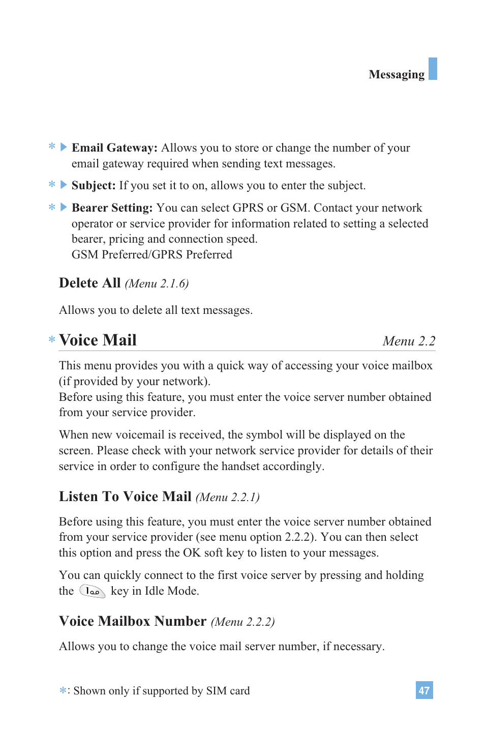 Voice mail | LG 4015 User Manual | Page 48 / 114